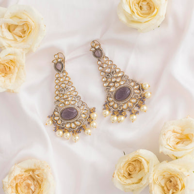 Chandrima Purple Polki Earrings