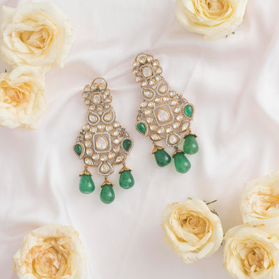 Chadrika Green Polki Earrings zevarbygeeta