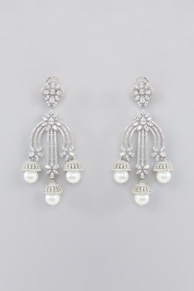 Windsor Pearl Drop Diamond Earrings