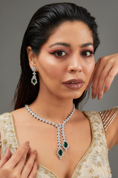 Ohana Emerald Diamond Necklace set zevarbygeeta