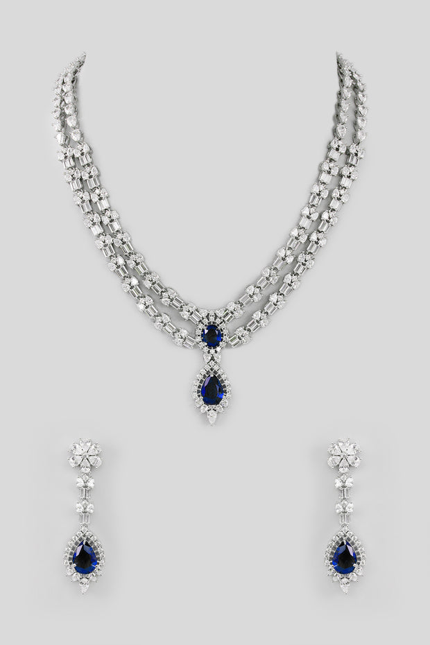 Ojas Sapphire Diamond Necklace set zevarbygeeta