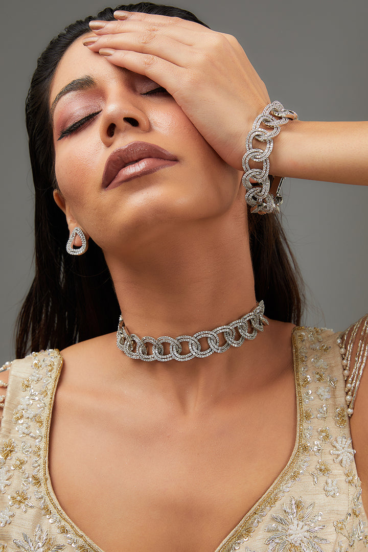 Kaashni Diamond Choker Necklace and Bracelet Set zevarbygeeta