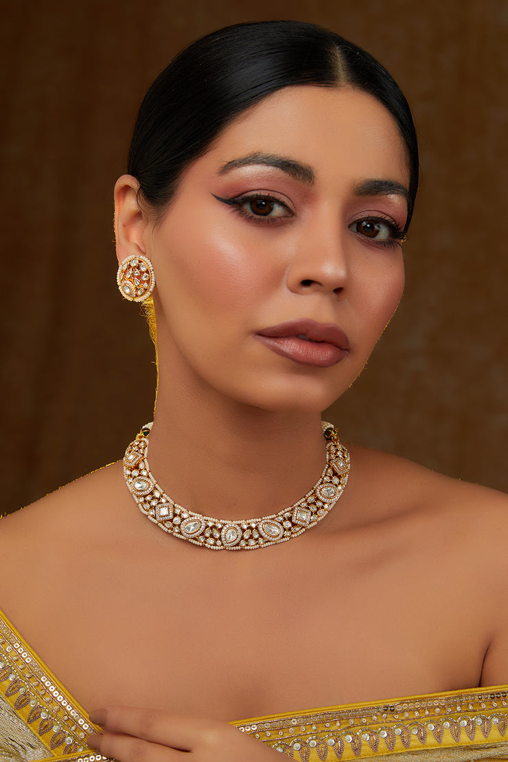 Kesh Kundan Choker Set zevarbygeeta