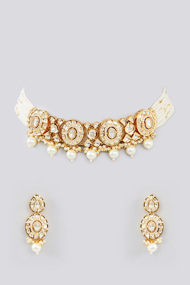 Nitya Pearl Kundan Choker Set zevarbygeeta