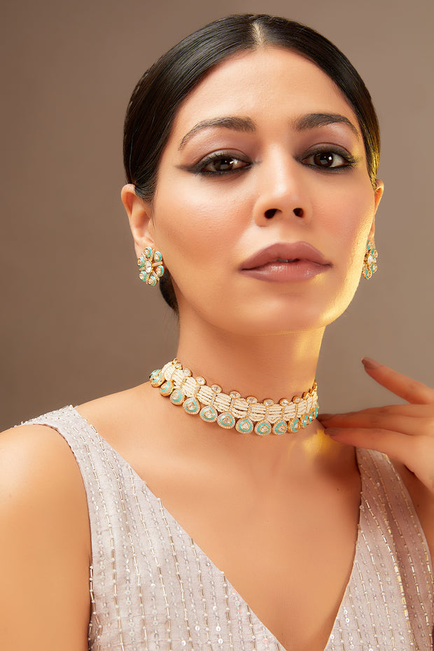 Kalinda Kundan Choker Set zevarbygeeta