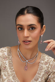 Dimple Rose Quartz Necklace set zevarbygeeta