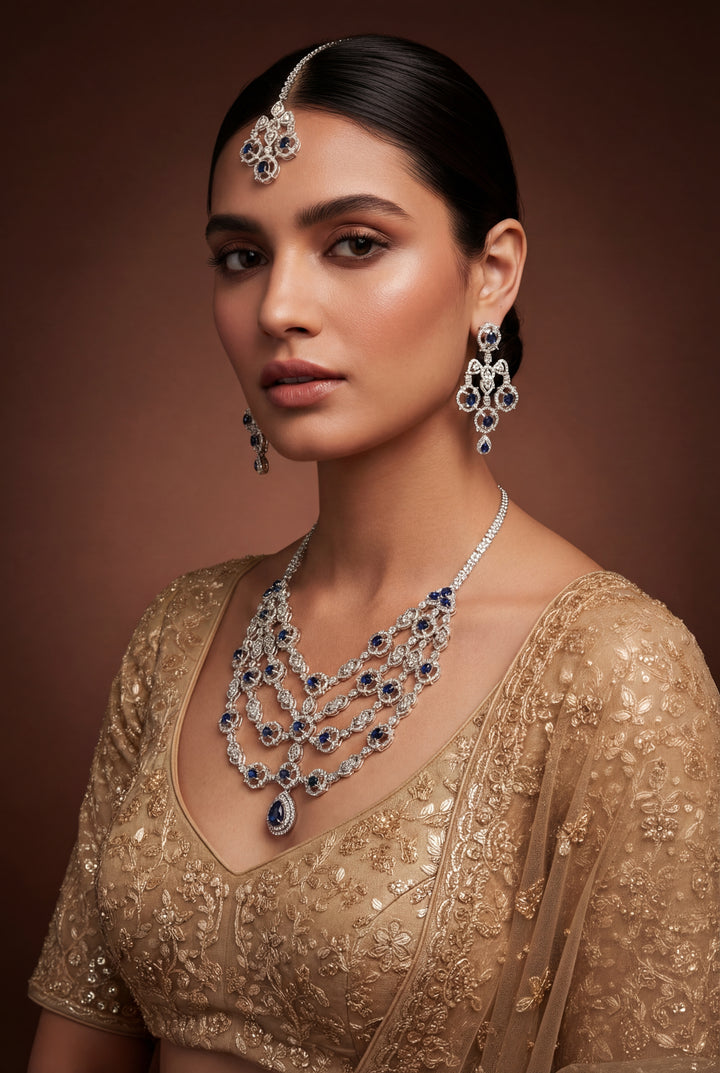 Nira Sapphire Diamond Bridal Set