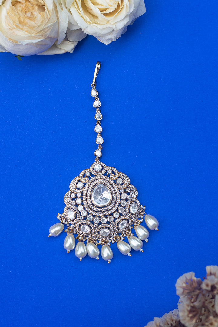 Sandra White Polki Maangtikka