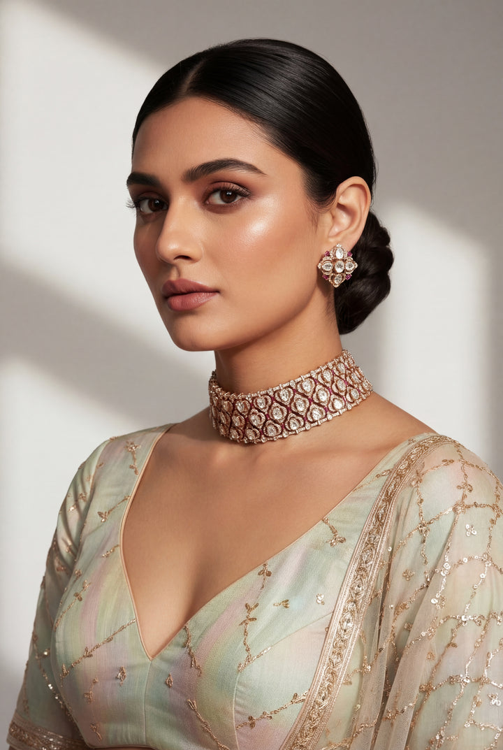 Ganessa Pink Polki Choker