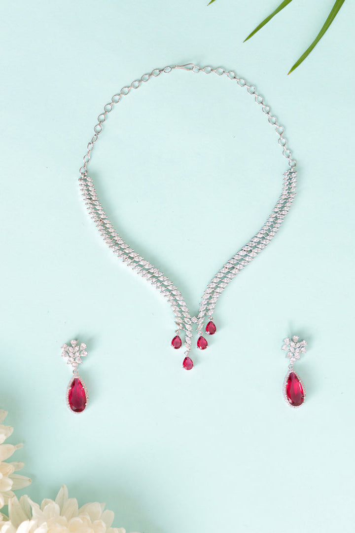 Jeshna Ruby Diamond Necklace Set