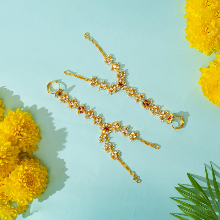 Aria Pink Kundan Haathphool zevarbygeeta