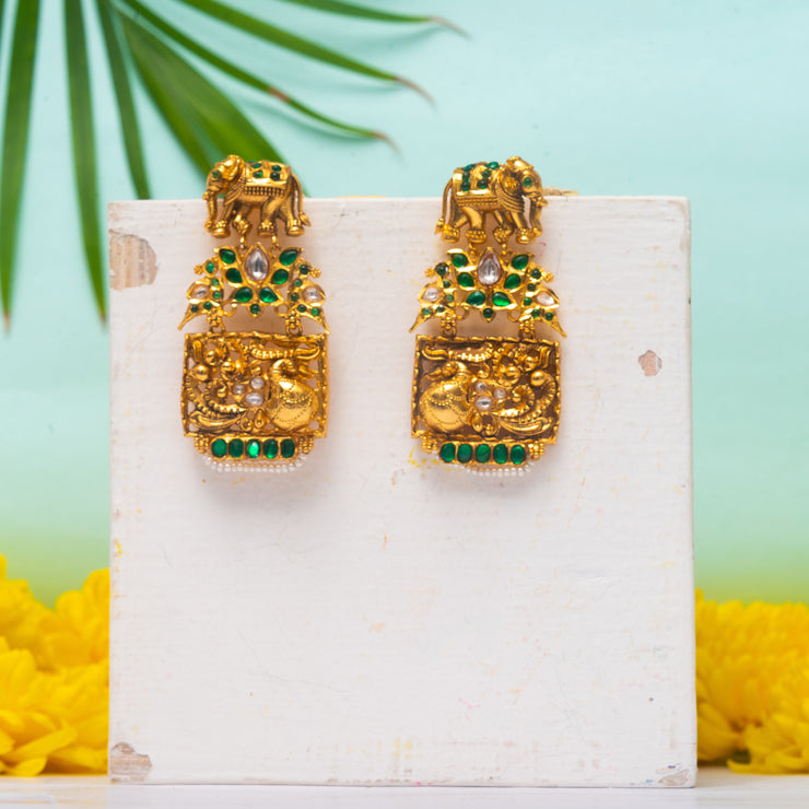Gaurisha Elephant Kundan Earrings